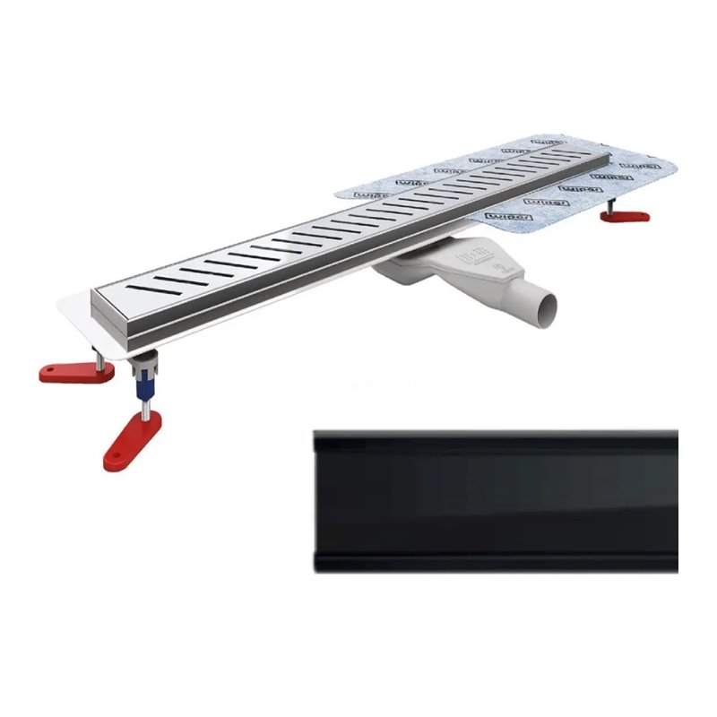 Wiper New Premium Glass Black Odpływ liniowy 70 cm z obrotowym syfonem Drop 50 - Zestaw (500.0385.01.070)