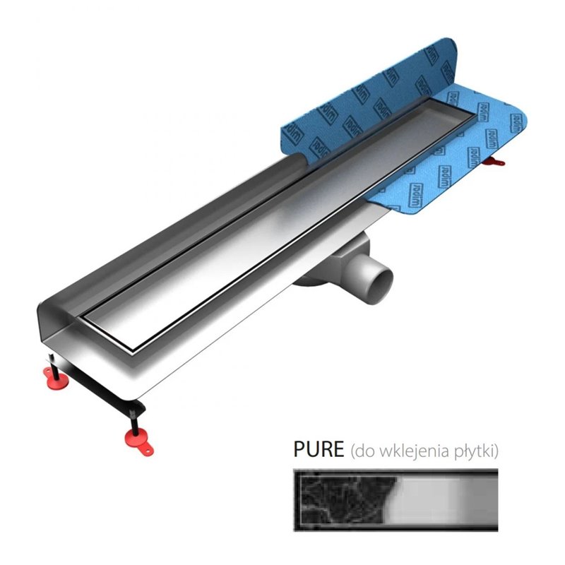 Wiper New Premium ZK Pure (pod płytkę) Odpływ liniowy 100 cm z niskim syfonem snake - Zestaw (Odpływ+Mankiet+Nóżki) (500.0185.01