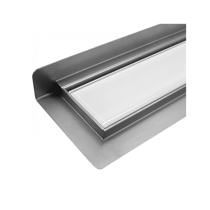 Wiper New Premium ZK White Glass Odpływ liniowy 110 cm z niskim syfonem snake - Zestaw (Odpływ+Mankiet+Nóżki) (500.0386.01.110)