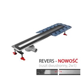 Wiper New Premium Offset Revers (Ruszt 2w1) Odpływ liniowy 90 cm z obrotowym syfonem drop 50 - Zestaw (500.0820.02.090)