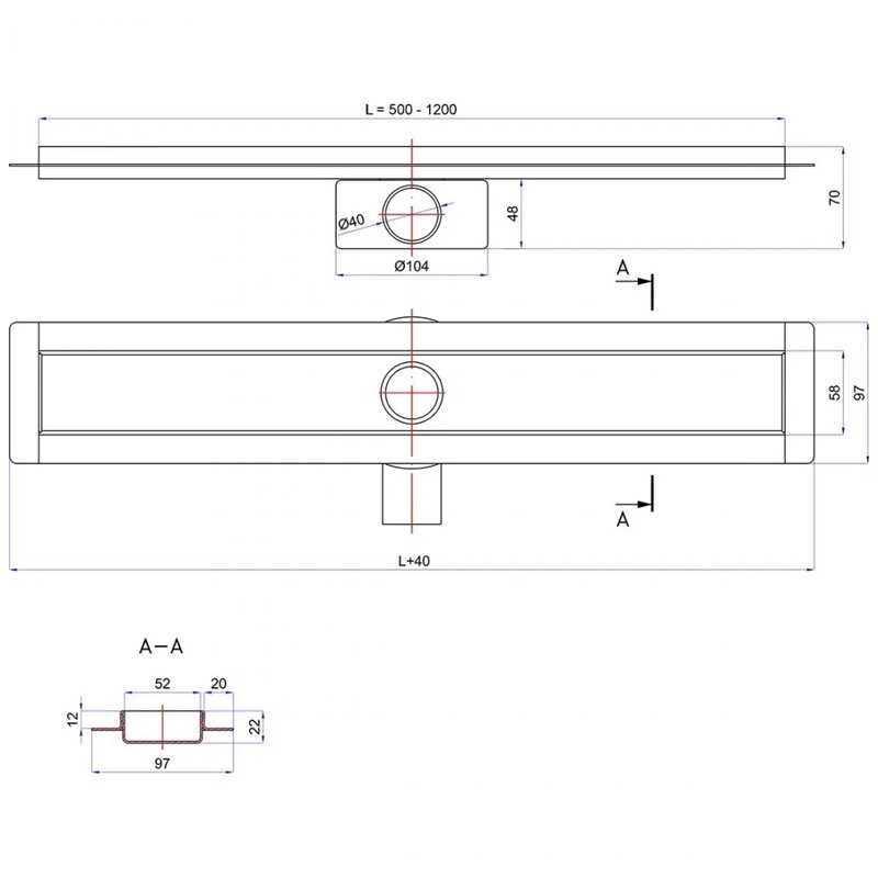 Wiper New Premium Slim Ponente Odpływ Liniowy 100 cm - Zestaw (Odpływ+Mankiet+Nóżki)