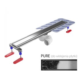 Wiper New Elite Pure Odpływ liniowy 120 cm z niskim syfonem snake - Zestaw (Odpływ+Mankiet+Nóżki) (100.3399.01.120)