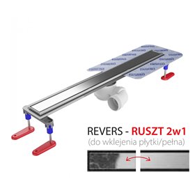 Wiper New Elite Revers Odpływ liniowy 90 cm z obrotowym syfonem drop 50 - Zestaw (Odpływ+Mankiet+Nóżki) (500.0859.01.090)