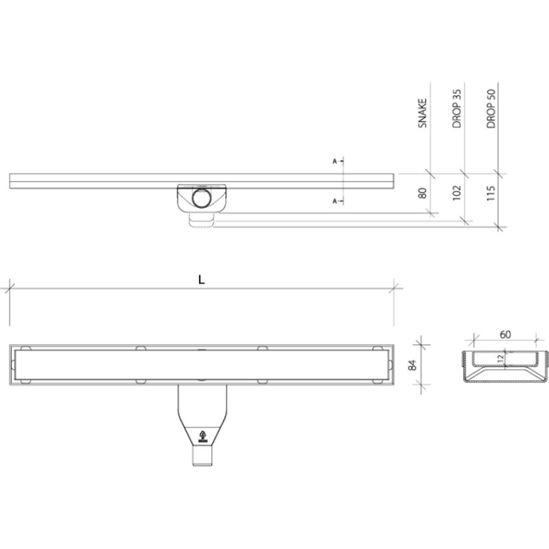Wiper Classic Mistral 110 cm odpływ liniowy z syfonem snake (OL110-MIS)
