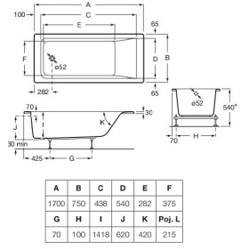 Roca Easy Wanna akrylowa prostokątna 170x75 cm (A248622000)