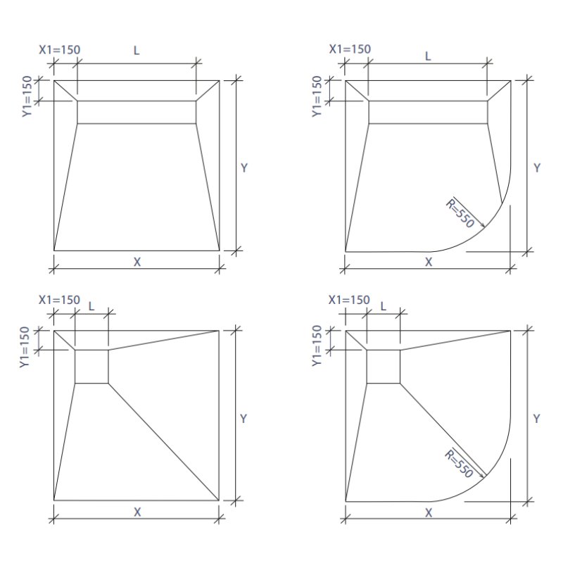 Wiper Showerbase 120x90 cm Podposadzkowa płyta prysznicowa z odpływem punktowym  (SHO-120x90P)
