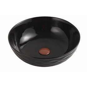 Uptrend ARYA L 42x42 cm umywalka nablatowa czarny połysk, z ozdobną fakturą strukturalną (UP4010-2-B18)