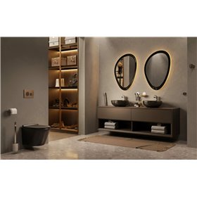 Uptrend ARYA L 42x42 cm umywalka nablatowa czarny połysk, z ozdobną fakturą strukturalną (UP4010-2-B18)