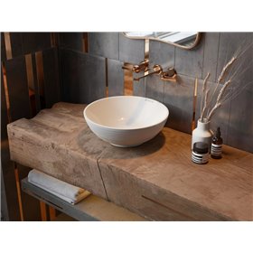 Uptrend CLEO L 38,5x38,5 cm umywalka nablatowa biały połysk, z ozdobną fakturą strukturalną (UP4004-2)