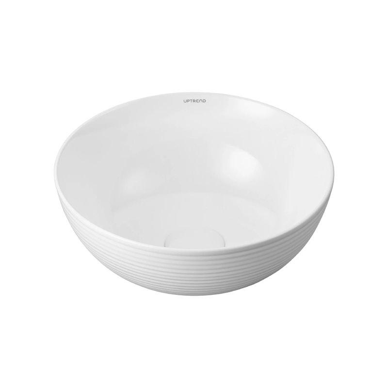 Uptrend CLEO M 32,5x32,5 cm umywalka nablatowa biały połysk, z ozdobną fakturą strukturalną  (UP4004-3)