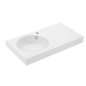 Uptrend FOKSAL 82x46 cm umywalka nablatowa biały połysk, z otworem na baterię oraz przelewem (TR40063A)