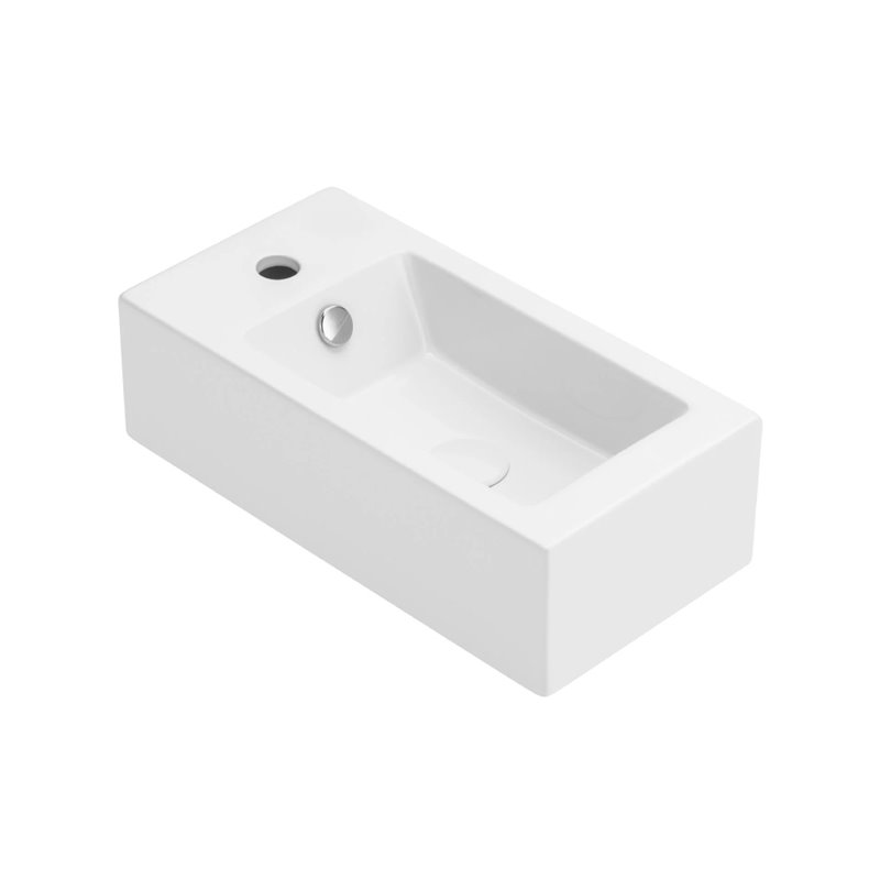 Uptrend AURIS L 50x25,5 cm umywalka ścienna biały połysk, z otworem na baterię oraz przelewem, lewa (TR4127)