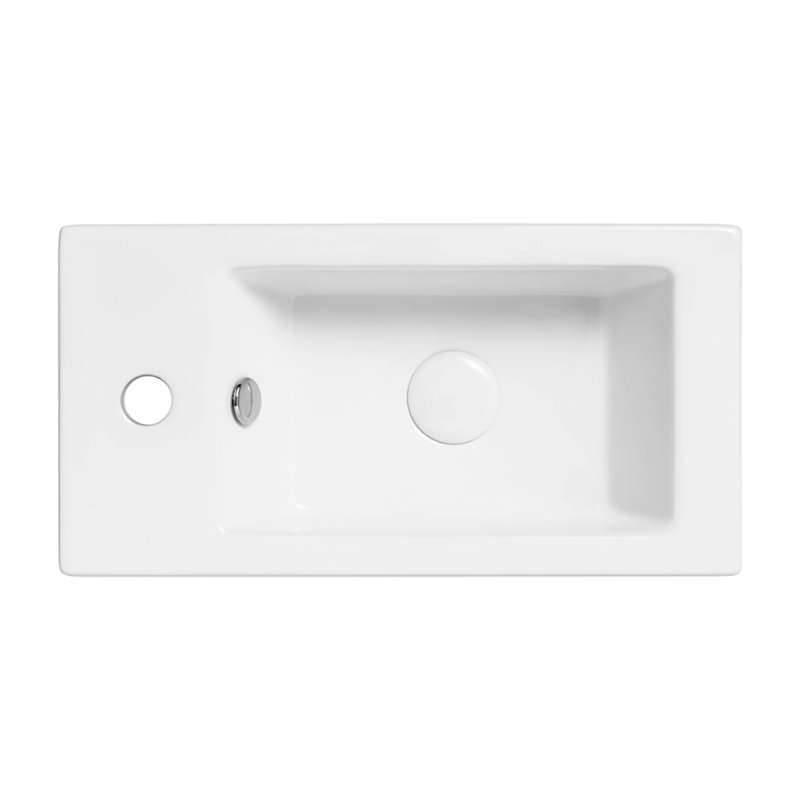 Uptrend AURIS L 50x25,5 cm umywalka ścienna biały połysk, z otworem na baterię oraz przelewem, lewa (TR4127)