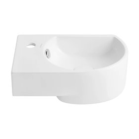 Uptrend DEVO L 40,5x27 cm umywalka ścienna biały połysk, z otworem na baterię oraz przelewem, lewa (STR4295A)