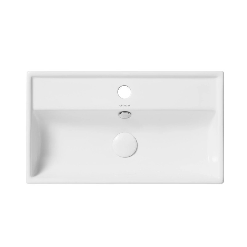 Uptrend DALIA 55x,2x31,9 cm umywalka nablatowa biały połysk, z otworem na baterię oraz przelewem (STR4335)