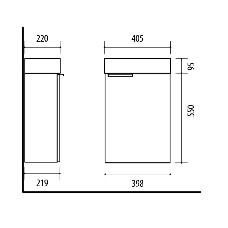 Uptrend FIKA 40 cm 1D0S zestaw szafka z umywalką Biały Połysk (003-SU40-01+TR41355)