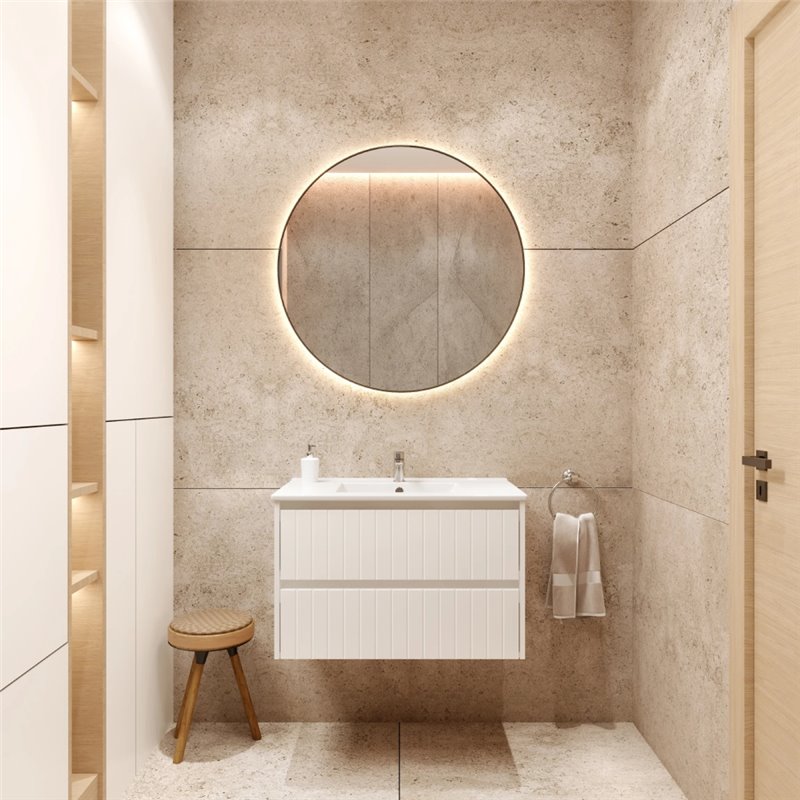 Uptrend MELITO 80 cm 0D2S zestaw szafką z umywalką Ideal Biały Mat (002-SU80-01+UP4530-800)