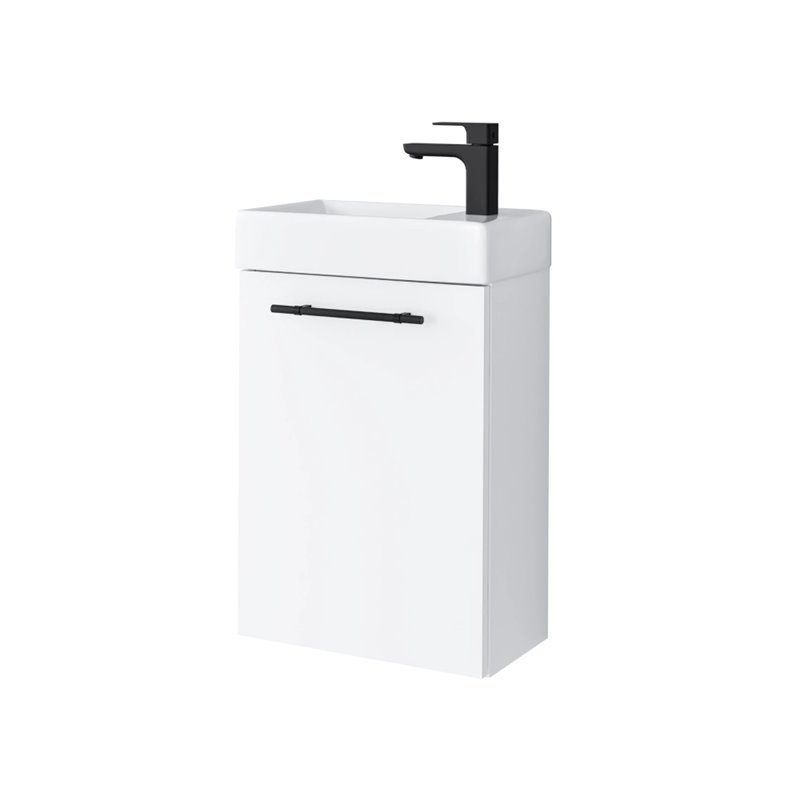 Uptrend NAVA 40 cm 1D0S zestaw szafka z umywalką Biały Mat - uchwyt czarny (004-SU40-01+TR41355)