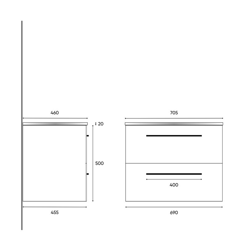 Uptrend NAVA 70 cm 0D2S zestaw szafka z umywalką Biały Mat - uchwyt złoto (004-SU70-02+UP4530-700)
