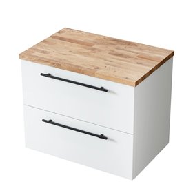 Uptrend NAVA 70 cm 0D2S zestaw szafka z blatem dąb lity Biały Mat, uchwyt czarny (004-SU70-01+999-BL70-01)