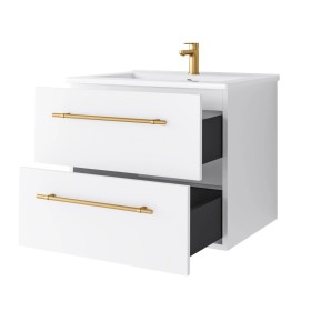 Uptrend NAVA 60 cm 0D2S zestaw szafka z umywalką Biały Mat - uchwyt złoto (004-SU60-02+UP4530-600)