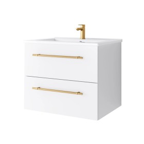 Uptrend NAVA 60 cm 0D2S zestaw szafka z umywalką Biały Mat - uchwyt złoto (004-SU60-02+UP4530-600)