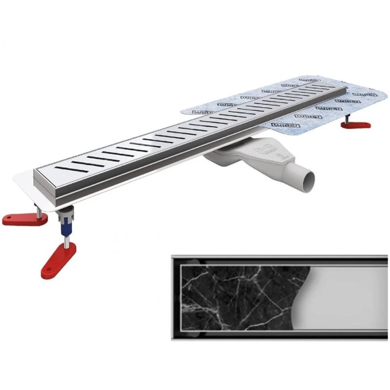 Wiper New Premium Pure Odpływ liniowy 100 cm z obrotowym syfonem Snake 360 - Zestaw (Odpływ+Mankiet+Nóżki) (500.0726.01.100)