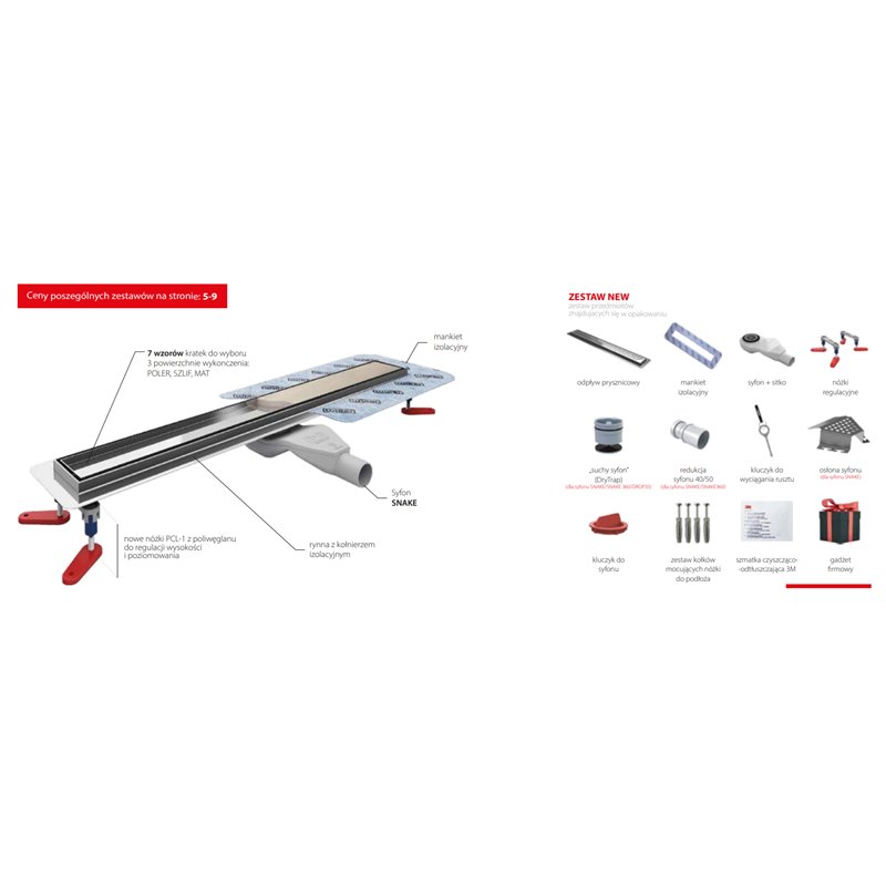 Wiper New Premium Revers (ruszt 2w1) Odpływ liniowy 70 cm z obrotowym syfonem Snake 360 - Zestaw (500.0724.01.070)