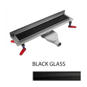 Wiper New Premium ZK Black Glass Odpływ liniowy 50 cm z obrotowym syfonem snake 360 - Zestaw (500.0741.01.050)