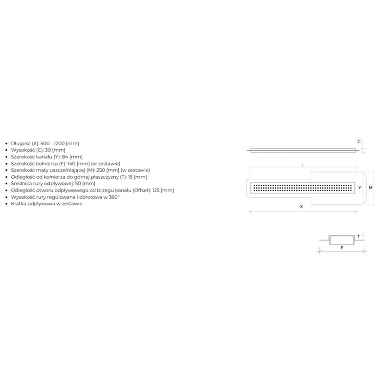 Wiper New Premium Offset Revers (Ruszt 2w1) Odpływ liniowy 60 cm z obrotowym syfonem snake 360 - Zestaw (500.0902.02.060)