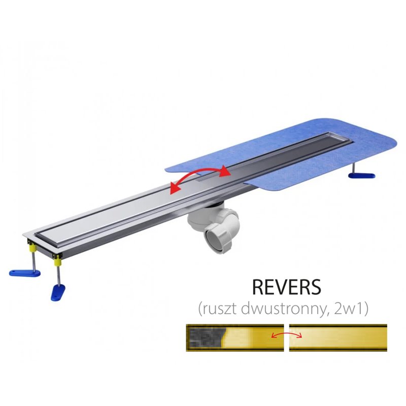 Wiper New MCR Revers Gold Odpływ liniowy (do mikrocementu) 120 cm z syfonem snake 360 - Zestaw (500.0905.45.120)