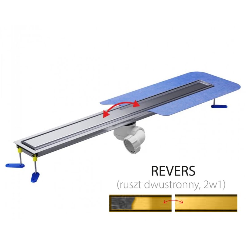 Wiper New MCR Revers Honey Gold Odpływ liniowy (do mikrocementu) 60 cm z syfonem snake 360 - Zestaw (500.0905.09.060)