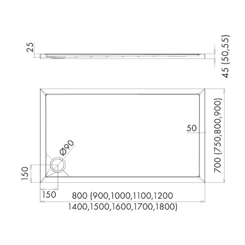 Schedline Estima Brodzik Akrylowy Prostokątny 90x160 cm (3SP.E2P-90160)