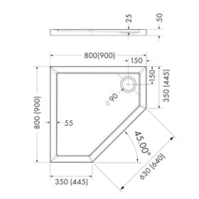 Schedline Estima Brodzik Akrylowy Pięcokątny 80x80 cm (3SP.E1PK-8080)