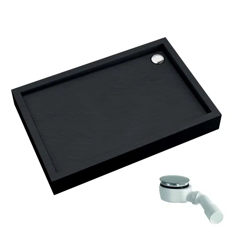 Schedline Favory Black Stone Brodzik Akrylowy Prostokątny Czarny Kamień 80x100 cm (3ST.F1P-80100/C/ST)
