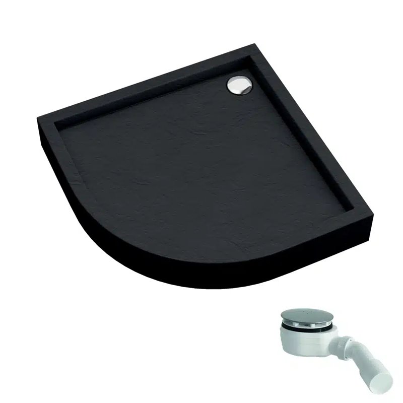 Schedline Favory Black Stone Brodzik Akrylowy Półokrągły Czarny Kamień 90x90 R55 cm (3ST.F1O-9090/C/ST)