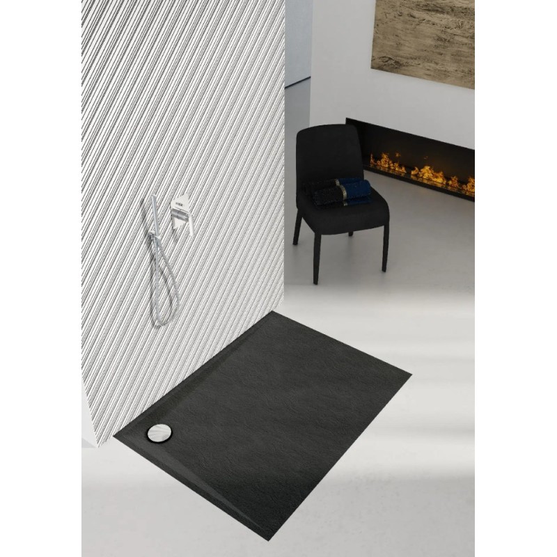 Schedline Libra Black Stone Brodzik Akrylowy Prostokątny Czarny kamień 70x120 cm (3SP.L1P-80120/C/ST)