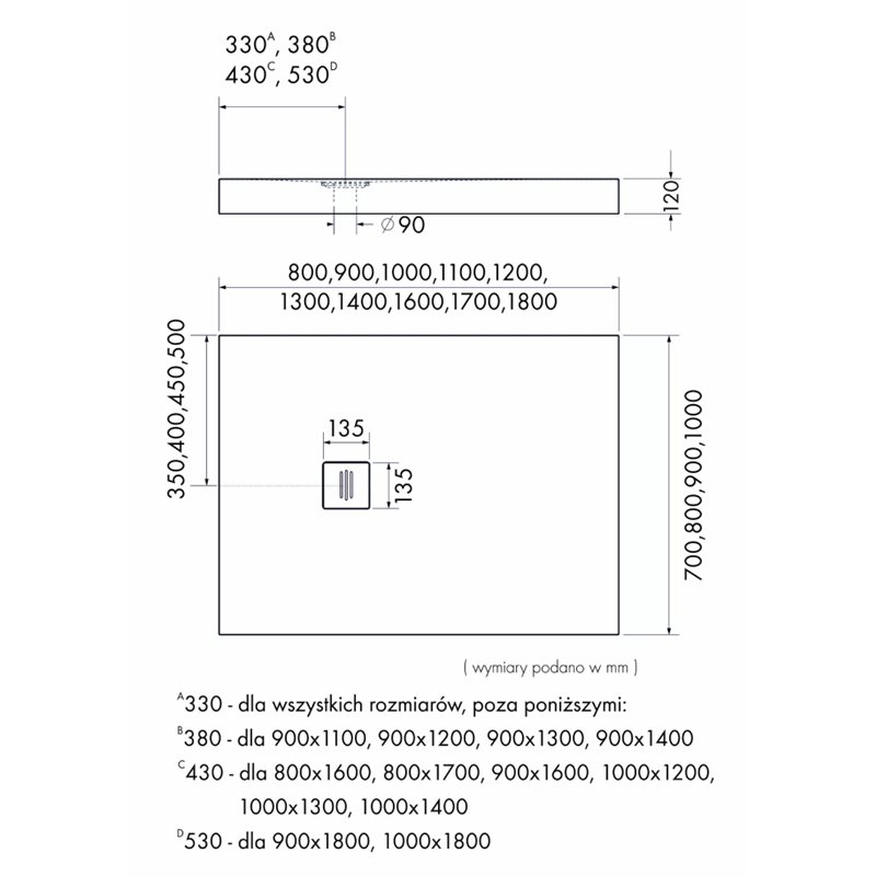 Schedline NoLimits Black Stone Brodzik Akrylowy Prostokątny Czarny kamień 100x180 cm (3ST.N1P-100180/C/ST-M1/C/ST)