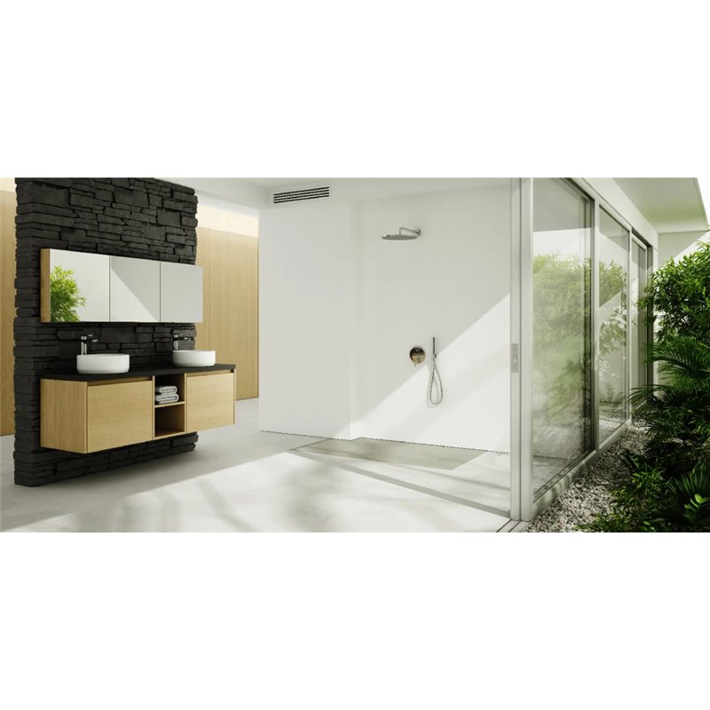 Schedline Protos Cement Stone Brodzik Akrylowy Kwadratowy Cementowy kamień (odpływ w rogu) 80x80 cm (3SP.P1K-8080/CT/ST-M1/CT/ST