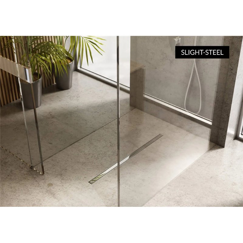 SchedLine Slight Line Low Chrom Odpływ liniowy chrom z maskownicą Slight Steel 80x6,5 cm (SOLSL-80035LOW)