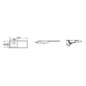 Roca Gap Umywalka meblowa slim asymetryczna lewa 100x46 cm (do kompletacji z kolekcją Gap Pro) (A3279A3000)