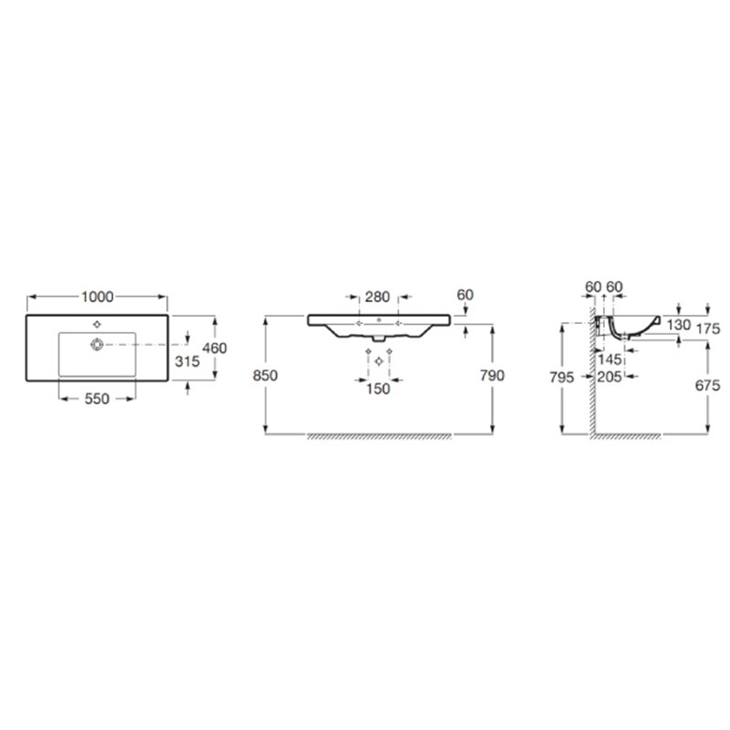 Roca Gap Umywalka ścienna 100x46 cm Supraglaze® (A3270MAS00)
