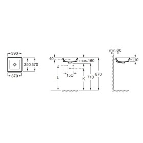 Roca Gap Umywalka blatowa prostokątna 39x37 cm, z przelewem, Supraglaze® (A3270Y7S00)