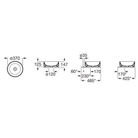 Roca Ona Umywalka nablatowa okrągła 37 cm Fineceramic® biały połysk (A32768J000)