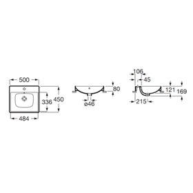 Roca Ona ONA Umywalka blatowa 50x45 cm z otworem na baterię Fineceramic®, Supraglaze® (A32768LS00)
