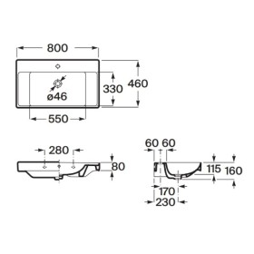 Roca Ona Umywalka meblowa UNIK 80x46 cm Finceceramic® (do kompletacji z kolekcją Ella) (A32768H004)