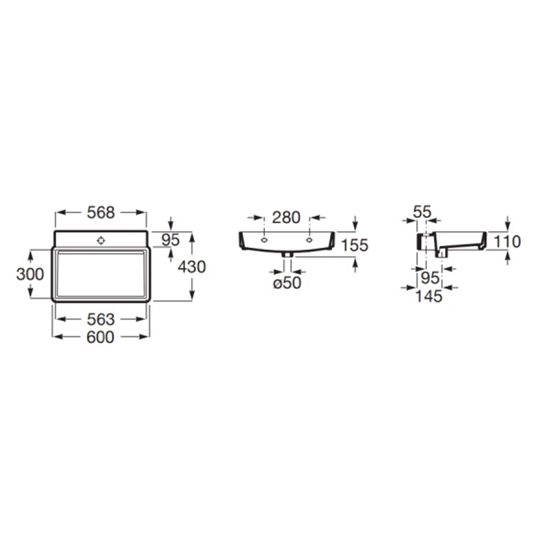 Roca Tura Umywalka ścienna / meblowa 60x43 cm (A327694000)