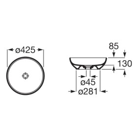 Roca Bol Umywalka nablatowa okrągła 42,5 cm Fineceramic® Biały mat (A32787M620)