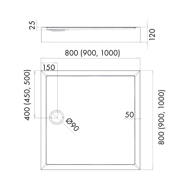 Schedline Cameron Brodzik Akrylowy Kwadratowy 100x100 cm (3ST.C2K-100100)