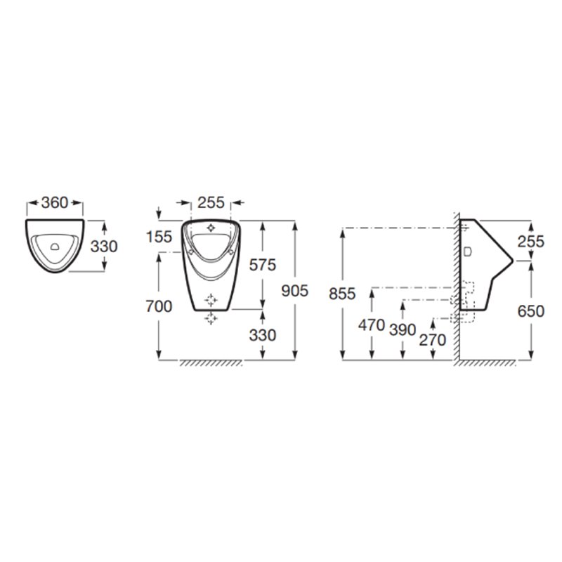 Roca Merino-N Pisuar z dopływem z tyłu (bez zestawu montażowego, bez syfonu) (A3590JM000)